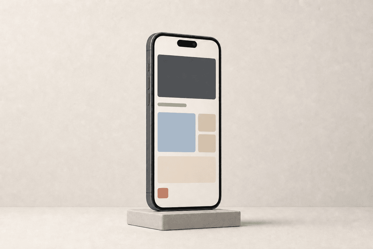 Smartphone minimalista representando uma experiência digital